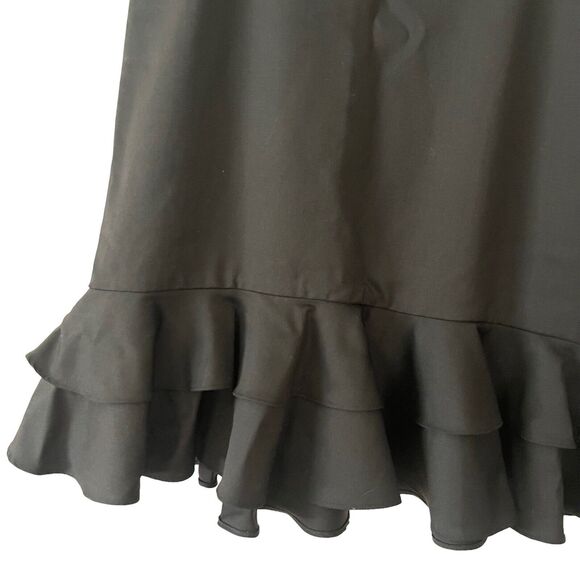 Milly 4 Trumpet Skirt Black Flare Ruffle Wool Blend Career Unique Solid - Picture 4 of 7
